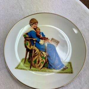 Norman Rockwell Blue “Bedtime” Plate